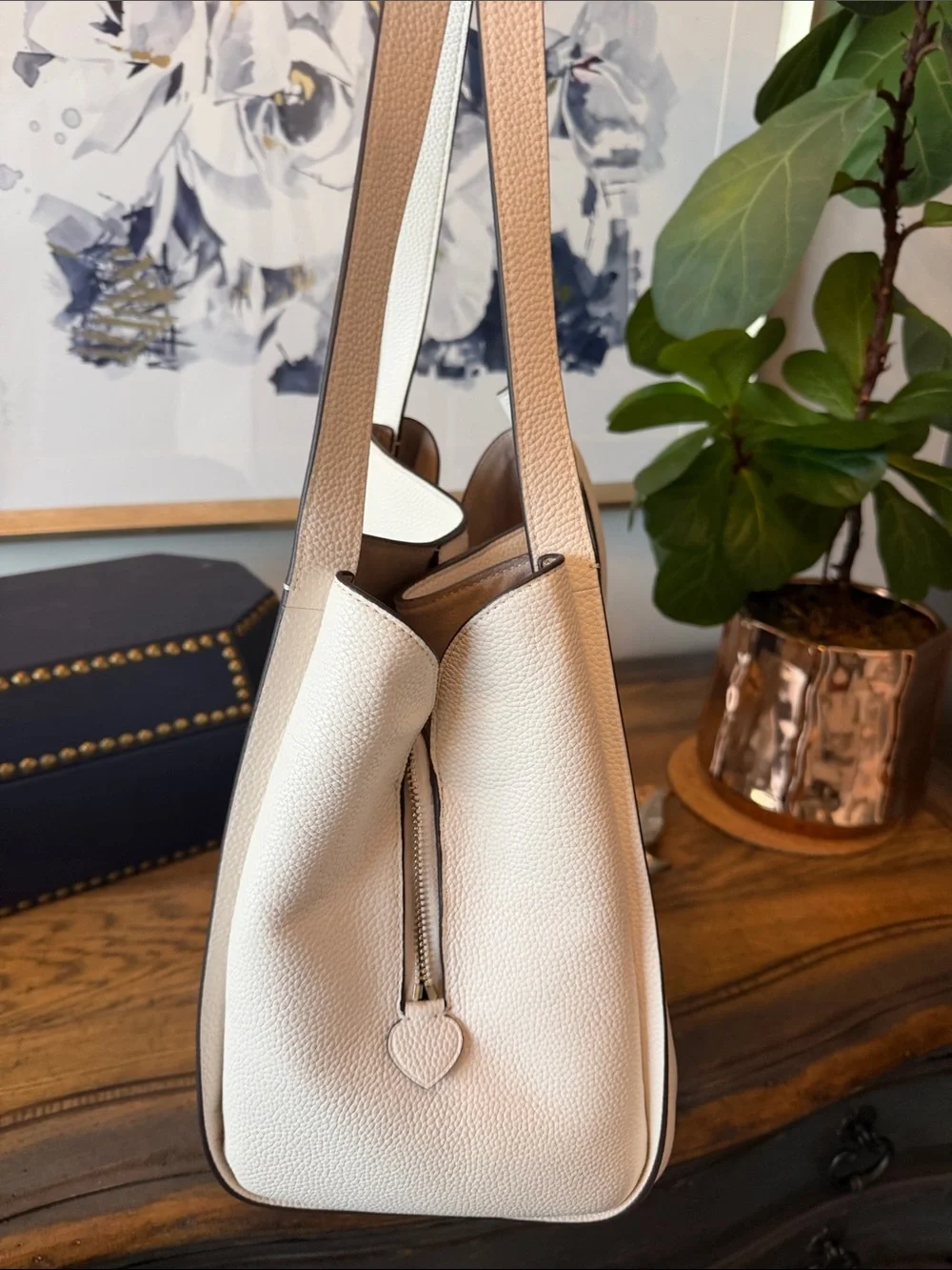 Kate Spade Cream Pebbled Leather Shoulder Tote with dust bag